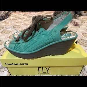 Cupid Women's Teal Wedge Sandals